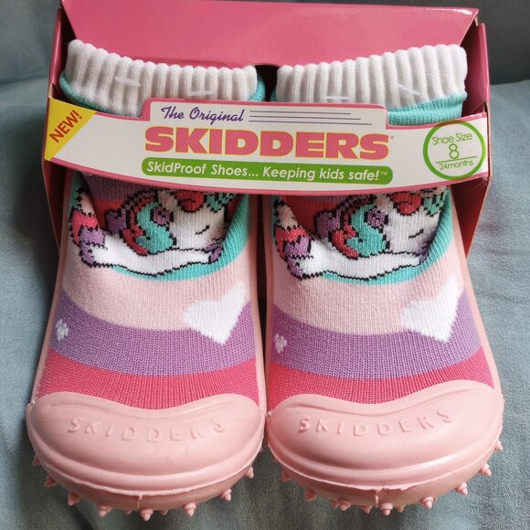 Skidders little girls shoes pink/ multi color size 8 fits 24 months!  New! - Picture 1 of 5